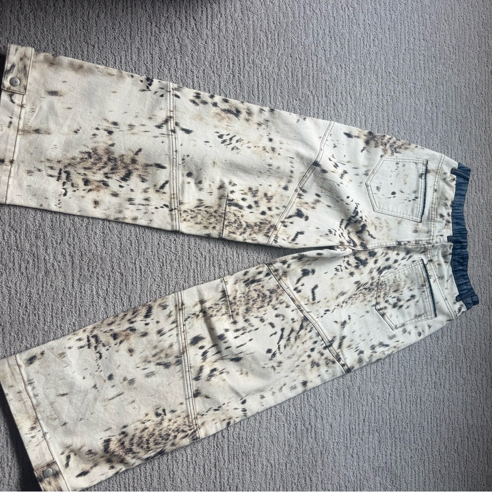 Cream Utility Paint-Splatter Work Pants